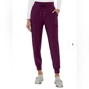 Med Couture Touch Wine jogger scrub bottoms XS